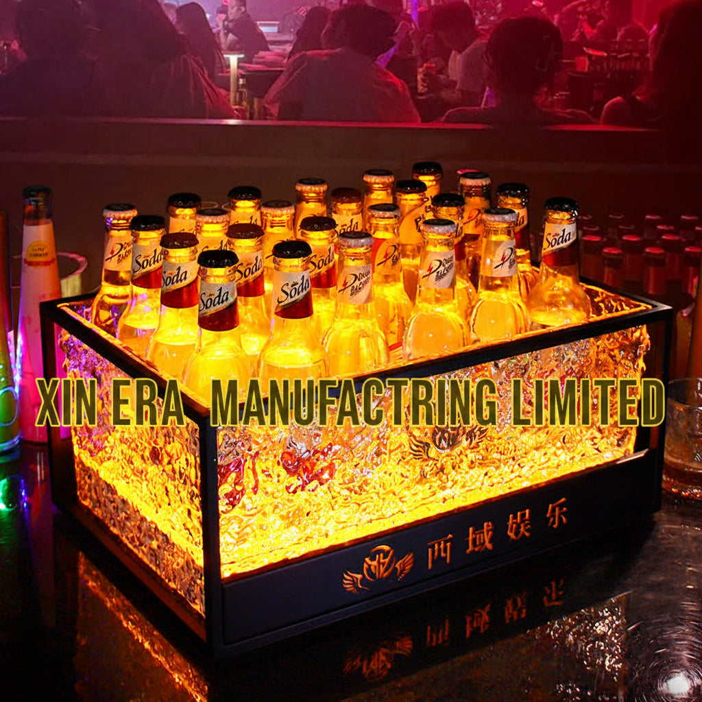 Xinera-Diamond-Textured-LED-Ice-Bucket-High-Capacity-VIP-Bottle-Cooler-Factory-Real-Shot