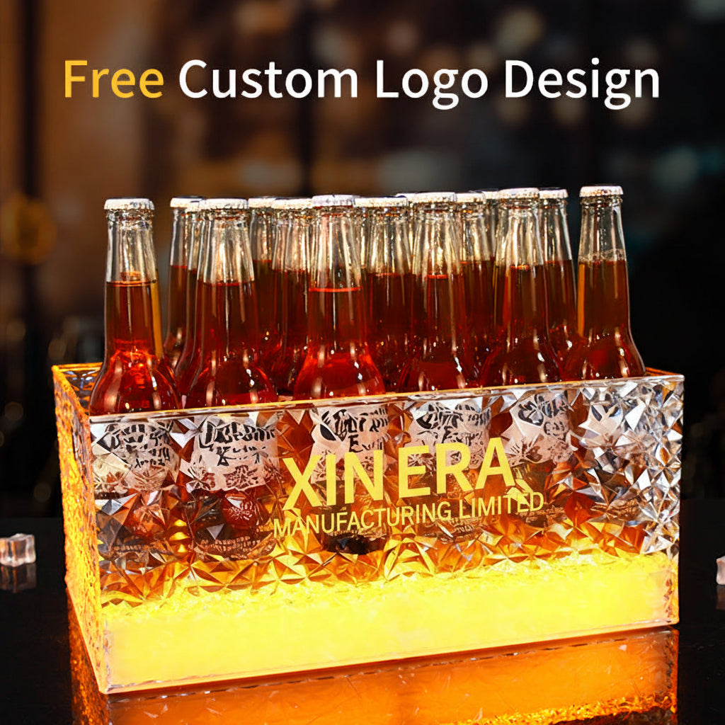 Xinera-Luxury-Blue-Diamond-Texture-LED-Ice-Bucket-Rectangular-Acrylic-Wine-Champagne-Cooler-Nightclub-VIP-Bottle-Service-Factory-Real-Shot