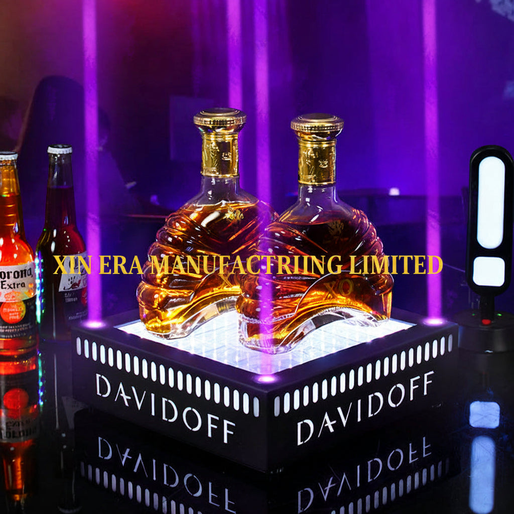 Xinera-Custom-Davidoff-Logo-LED-Infinity-Mirror-Bottle-Glorifier-Luminous-Liquor-Display-Base-Nightclub-VIP-Service-Factory-Real-Shot