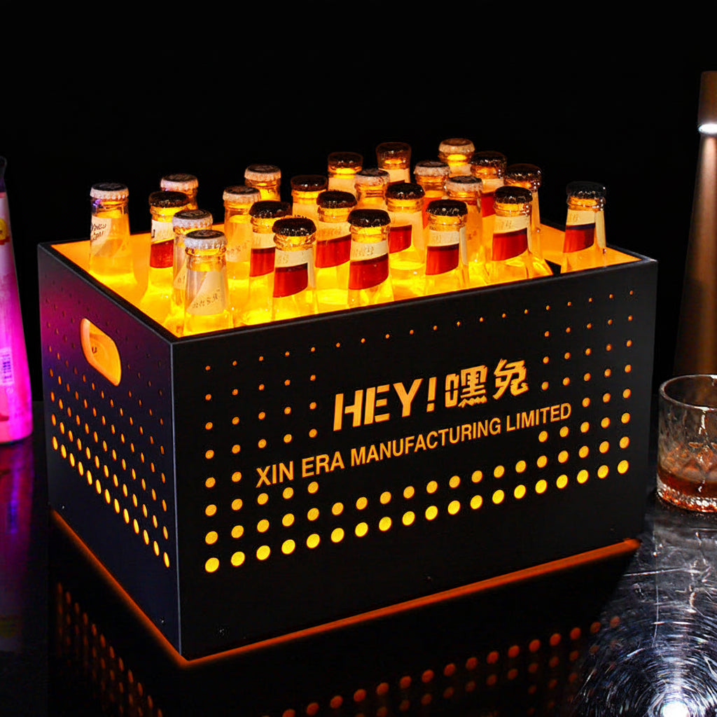 Xinera-Black-Dotted-LED-Ice-Bucket-Custom-Logo-Nightclub-VIP-Service-Factory-Real-Shot