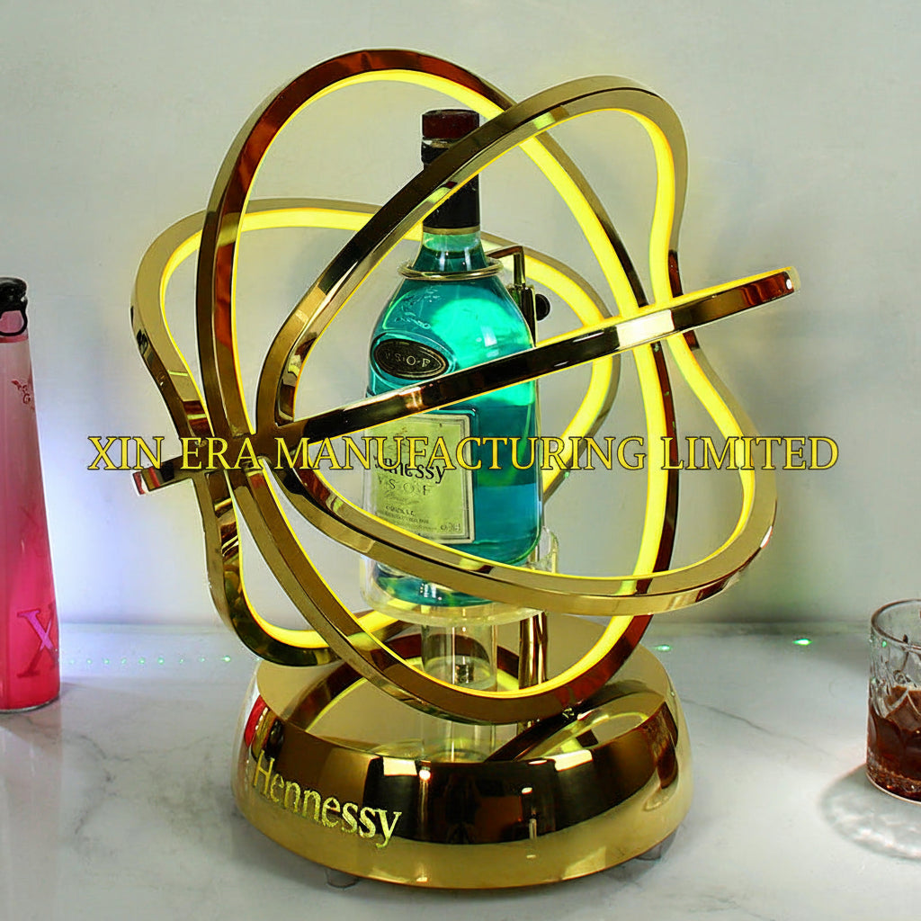 Xinera-Stainless-Steel-Golden-Atom-LED-Bottle-Glorifier-VIP-Display-Factory-Real-Shot