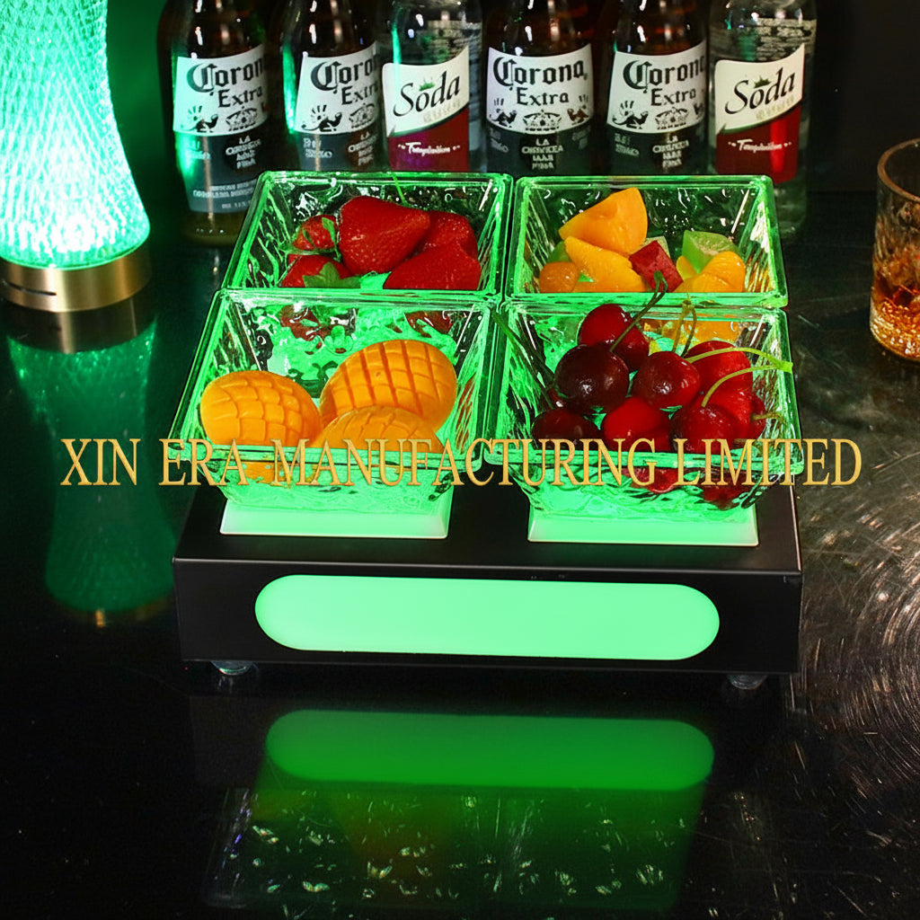 Xinera-Luxury-5-Bottle-LED-Champagne-Display-Stand-Shield-Style-Luminous-Wine-Glorifier-Rack-The-Moonlight-Zone-Logo-Factory-Real-Shot