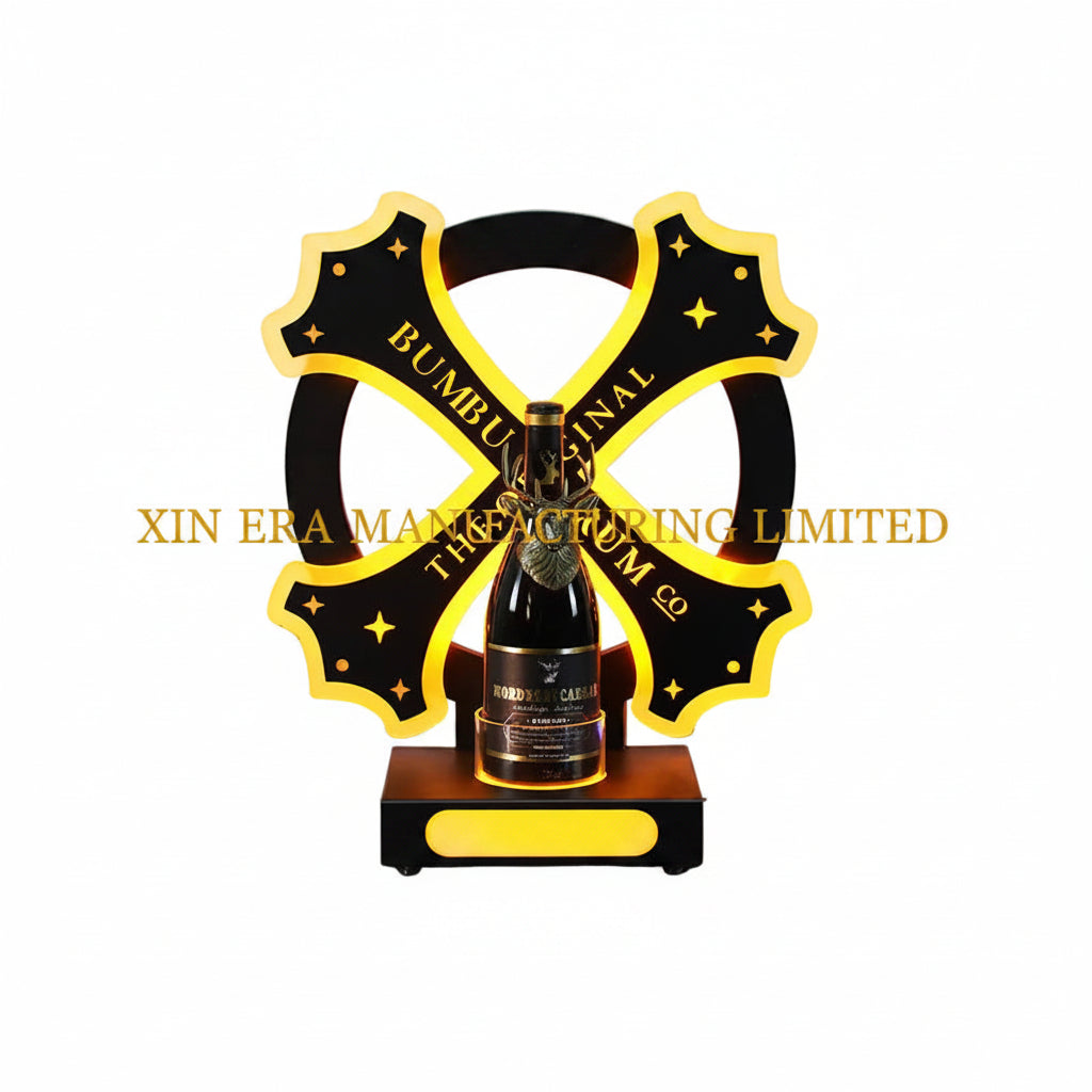Xinera-Custom-X-Shaped-LED-Bottle-Glorifier-Luminous-Liquor-Display-Base-VIP-Service-Nightclub-Factory-Real-Shot