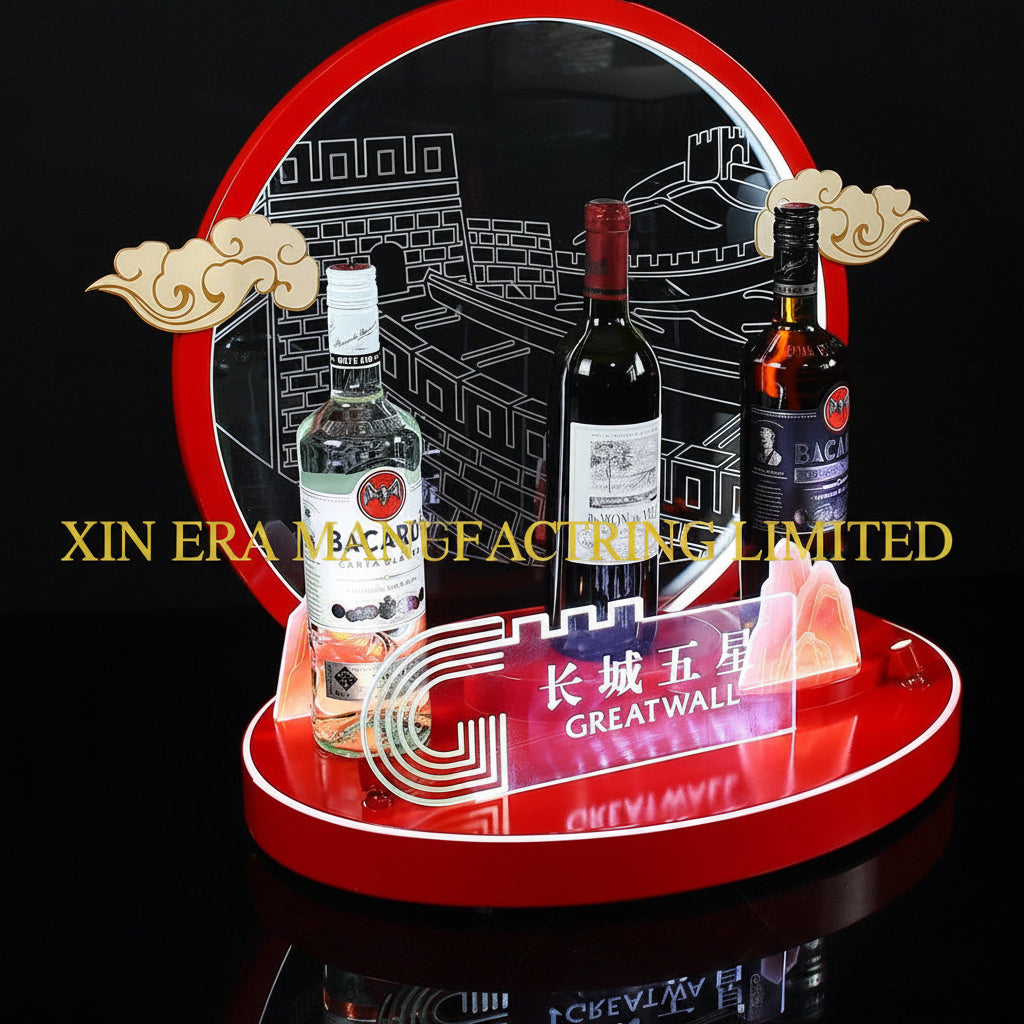 Custom Great Wall theme LED brand glorifier for wine bottle display
