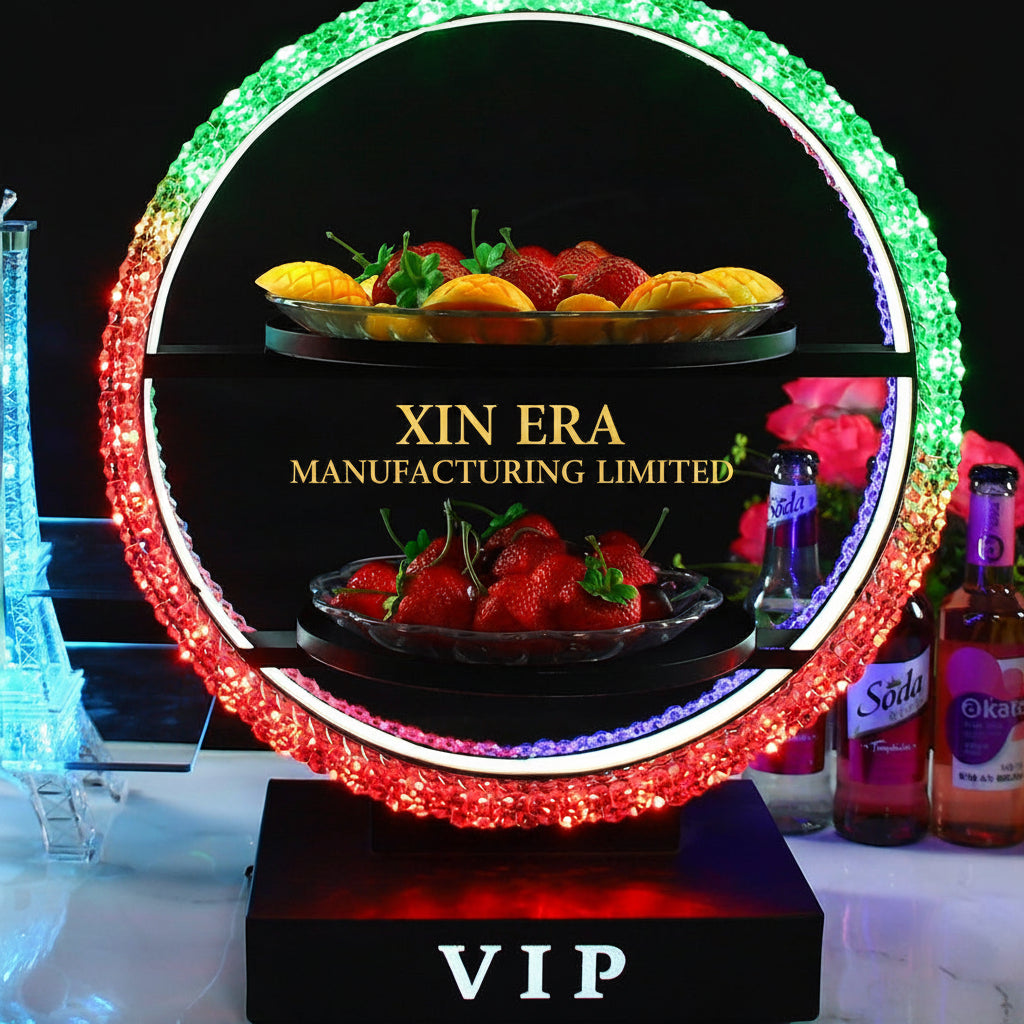 Xinera-Custom-VIP-Logo-LED-Fruit-Bowl-Double-Layer-Circular-Luminous-Cupcake-Serving-Tray-Alternative-Cake-Stand-Nightclub-VIP-Service-Factory-Real-Shot