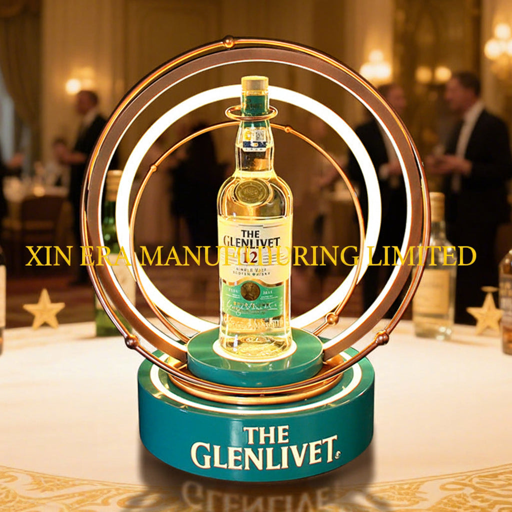 Xinera-The-Glenlivet-Triple-Ring-LED-Bottle-Glorifier-Golden-Orbital-VIP-Display-Real-Shot