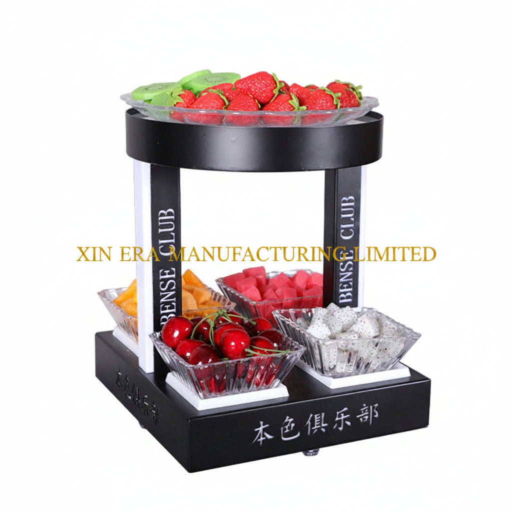 Xinera-Custom-Logo-LED-Fruit-Tray-Double-Tier-Luminous-Snack-Service-Rack-Nightclub-Factory-Real-Shot