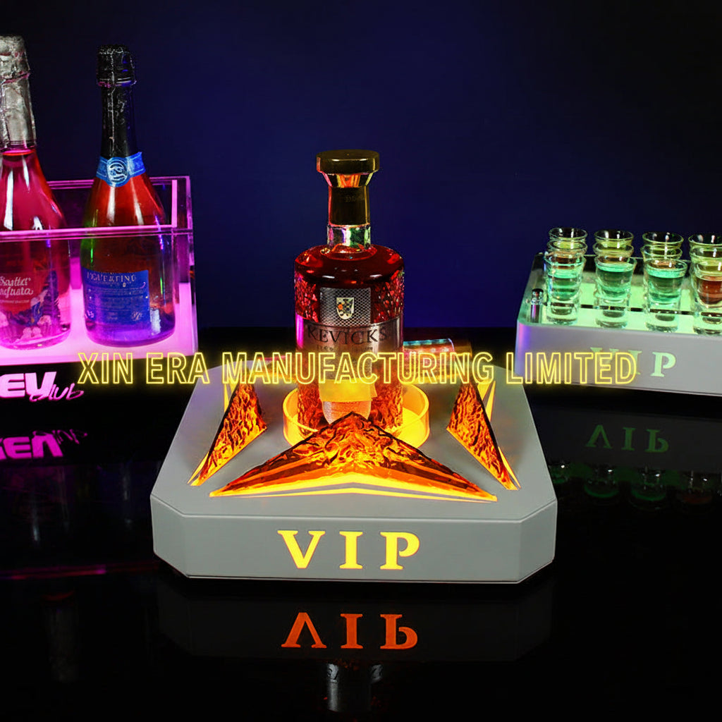 Rechargeable commercial grade geometric LED liquor base direct from source factory