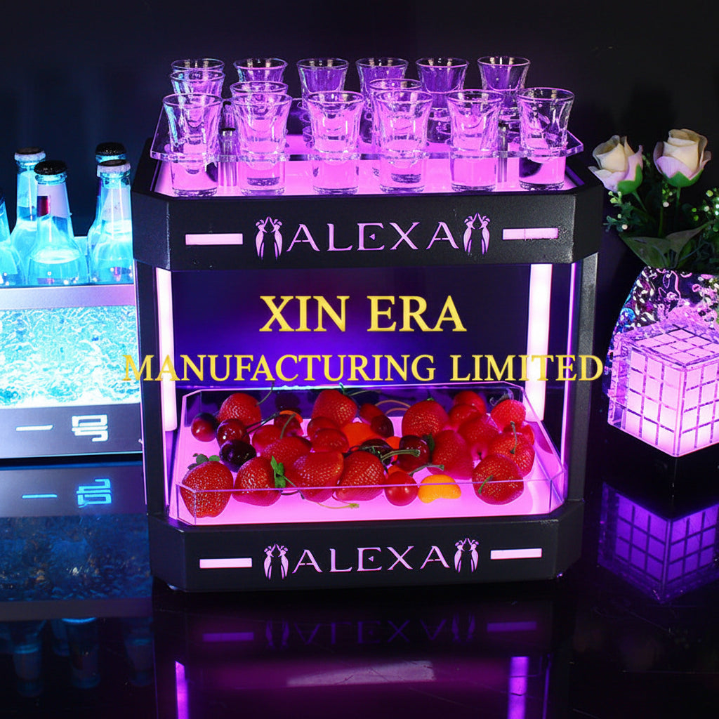 Luxury 2-Tier LED Shot Glass Holder & Fruit Platter Combo
