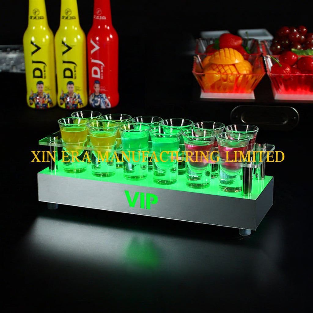 Xinera-Custom-VIP-Logo-Acrylic-LED-Shot-Glass-Holder-12-Slot-Double-Row-Luminous-Cocktail-Shooter-Tray-Nightclub-Table-Service-Factory-Real-Shot
