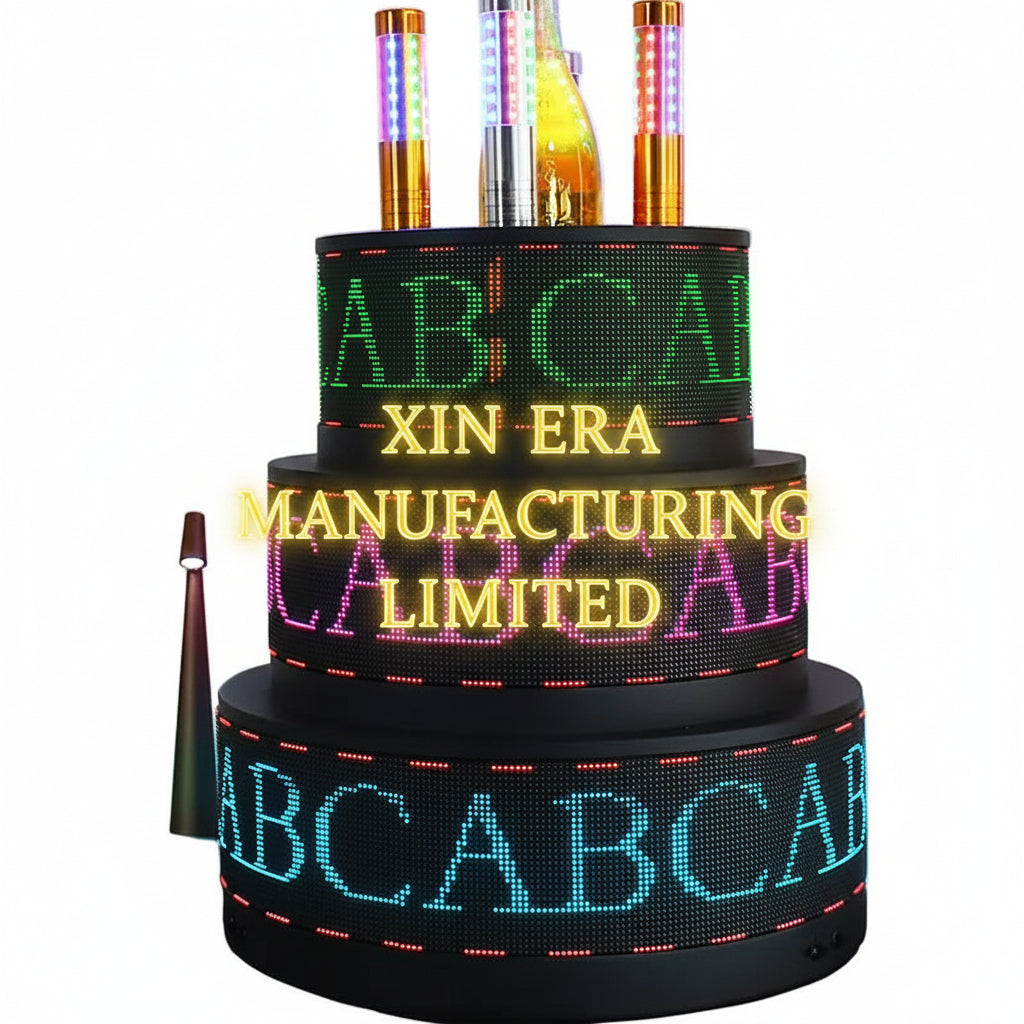 Xinera-Programmable-3-Tier-LED-Cake-Bottle-Presenter-App-Controlled-Scrolling-Text-Nightclub-VIP-Display