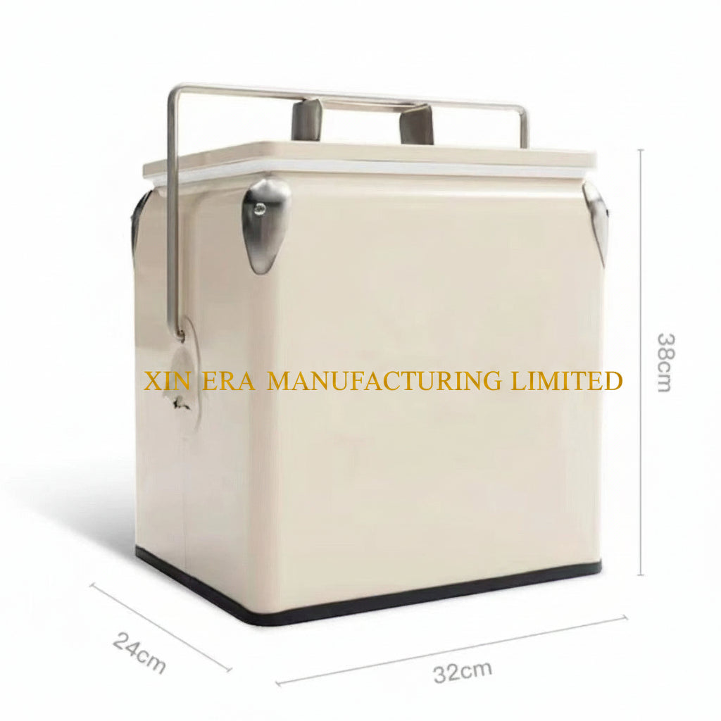 Xinera-Insulated-Glamping-Cooler-Outdoor-Ice-Chest-Vintage-Cream-Metal-Handle-Camping-Gear