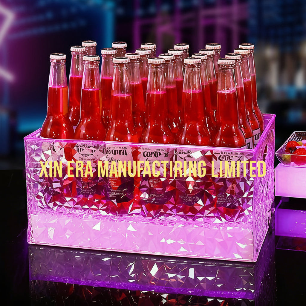 Xinera-Luxury-Blue-Diamond-Texture-LED-Ice-Bucket-Rectangular-Acrylic-Wine-Champagne-Cooler-Nightclub-VIP-Bottle-Service-Factory-Real-Shot