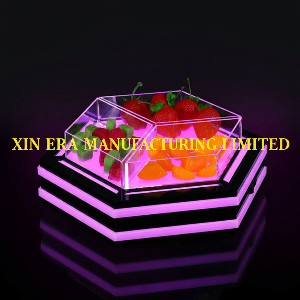 Xinera-Hexagonal-LED-Fruit-Platter-Luminous-Snack-Tray-Acrylic-Food-Display-Nightclub-VIP-Service-Factory-Real-Shot