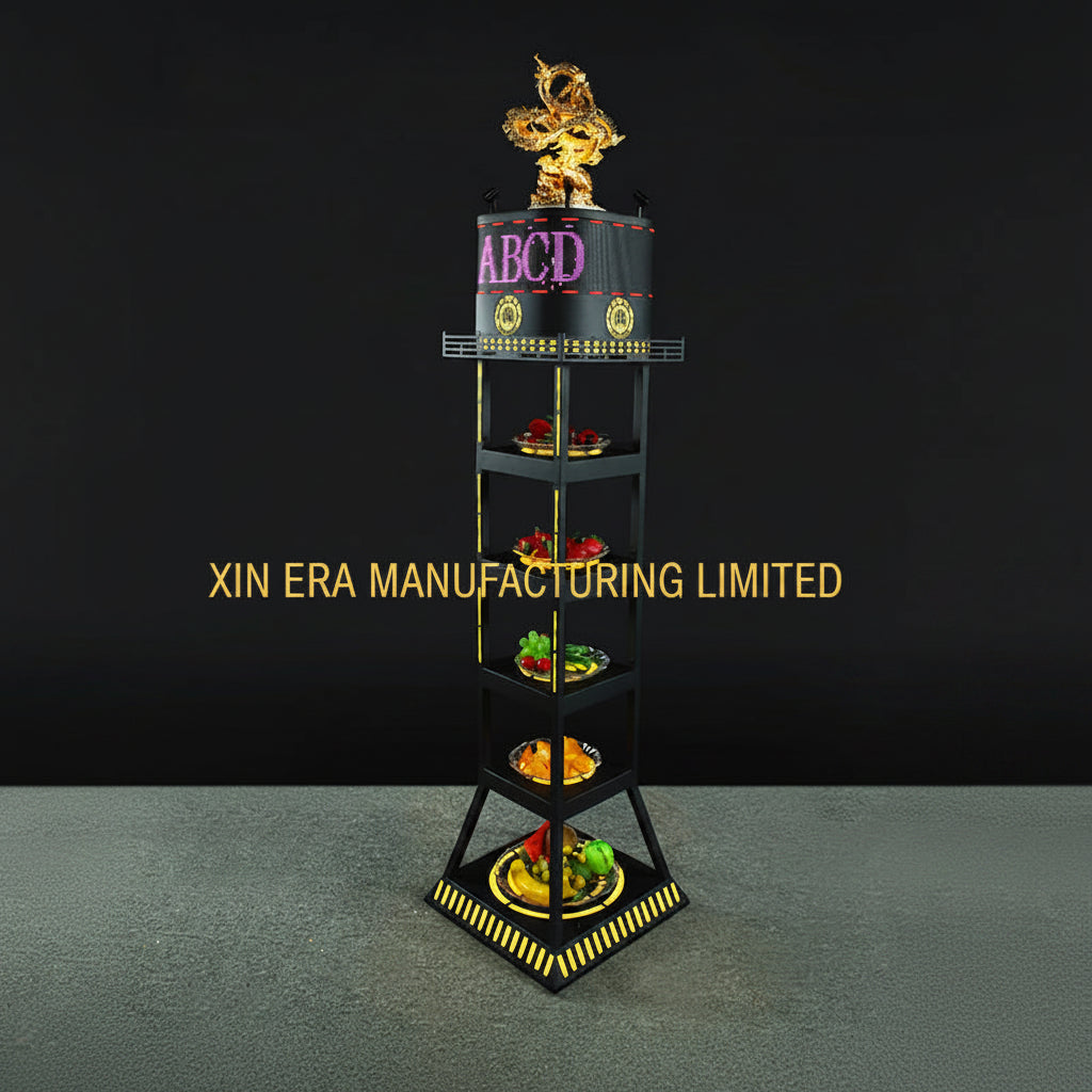 Xinera-029-Golden-Dragon-LED-Screen-5-Tier-Fruit-Bowl-Programmable-Luminous-Cupcake-Tower-Alternative-Cake-Stand-Nightclub-VVIP-Service-Factory-Real-Shot