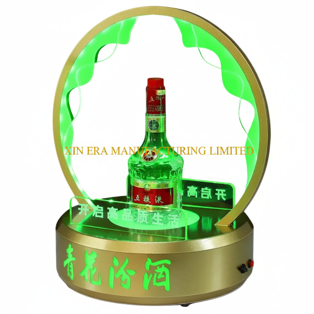 Xinera-Custom-LED-Rotatable-Bottle-Glorifier-Green-Luminous-Liquor-Display-Base-VIP-Service-Factory-Real-Shot