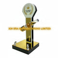 LED exhibition beer display stand with gold finish acrylic stem and slanted single bottle holder cradle