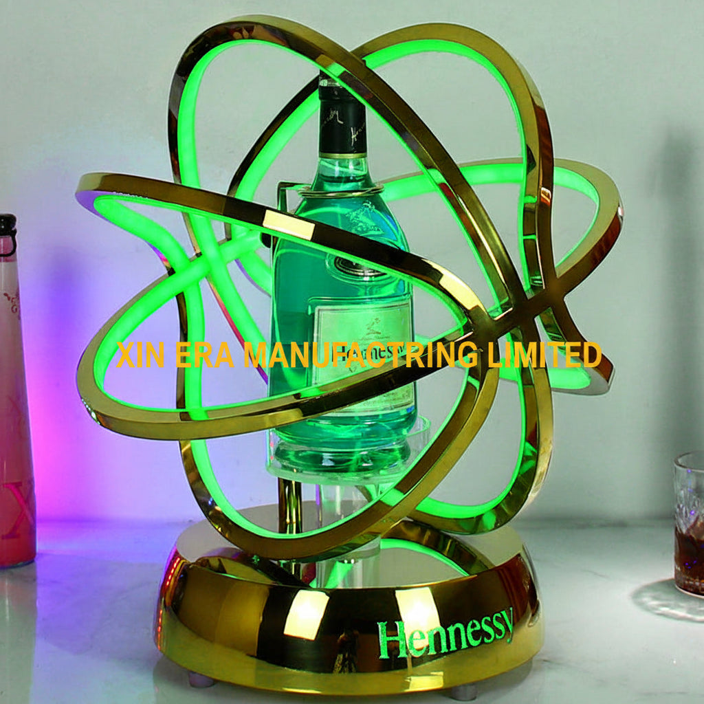 Xinera-Stainless-Steel-Golden-Atom-LED-Bottle-Glorifier-VIP-Display-Factory-Real-Shot