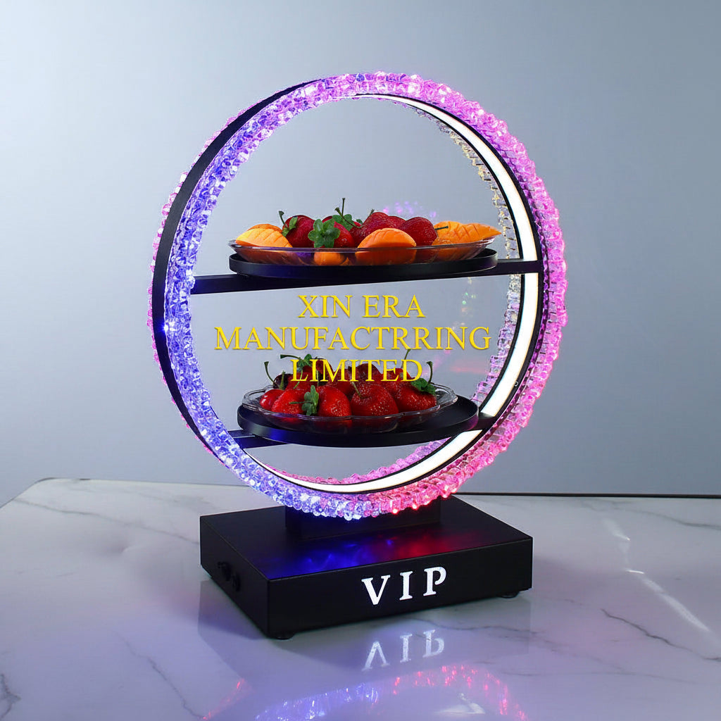 Xinera-Custom-VIP-Logo-LED-Fruit-Bowl-Double-Layer-Circular-Luminous-Cupcake-Serving-Tray-Alternative-Cake-Stand-Nightclub-VIP-Service-Factory-Real-Shot
