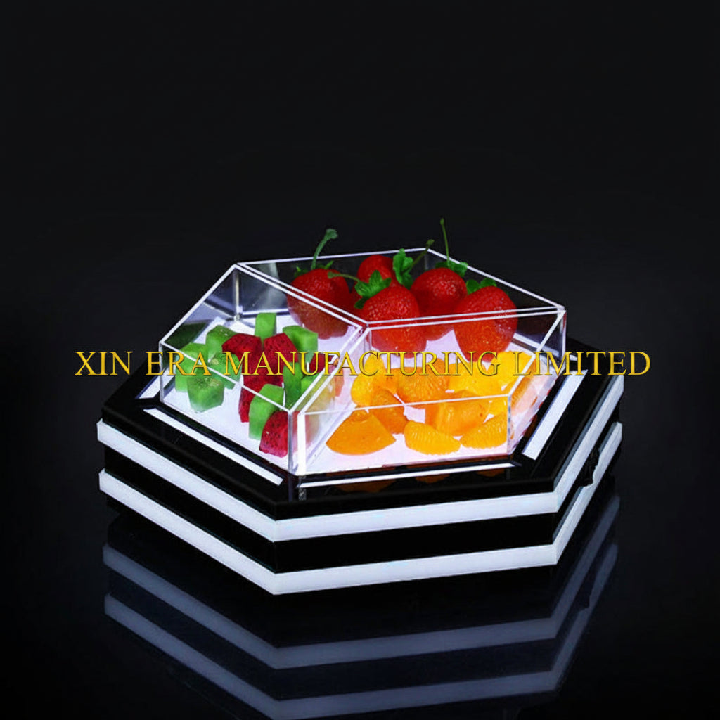 Xinera-Hexagonal-LED-Fruit-Platter-Luminous-Snack-Tray-Acrylic-Food-Display-Nightclub-VIP-Service-Factory-Real-Shot