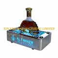 VIP LED single bottle glorifier with silver metallic frame and custom backlit logo