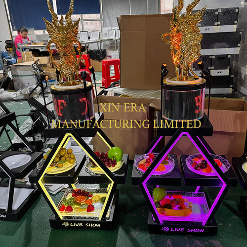 Xinera-2-Tier-LED-Dragon-Nightclub-VIP-Bottle-Presenter-Fruit-Tower-Golden-Dragon-Sculpture-Spotlights-Live-Show-VIP-Table-Service-Factory-Real-Shot