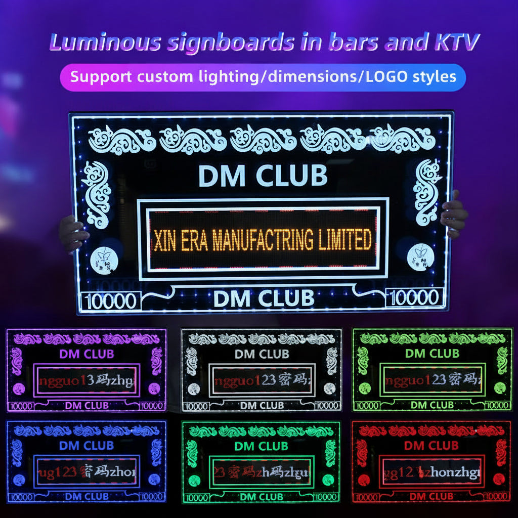 LED Acrylic Glowing Hand Sign for Bar Nightclub, Customizable Light Up Message Board
