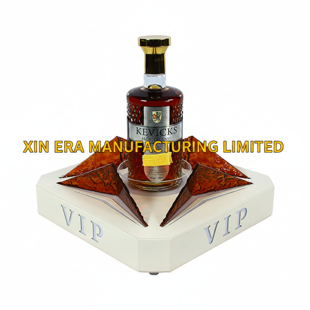 Luxury geometric star shaped LED bottle glorifier display base with VIP engraving