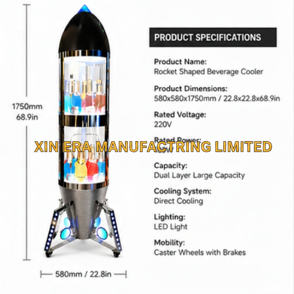 Xinera-Rocket-Shaped-LED-Champagne-Display-Cabinet-Luminous-Multi-Tier-Bottle-Glorifier-Nightclub-VIP-Service-Factory-Real-Shot