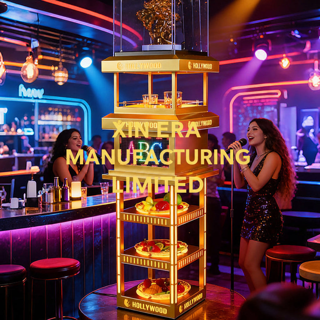 3-Tier LED Revolving VIP Fruit Tray - Custom Animated Sculptural Topper | Hollywood Edition