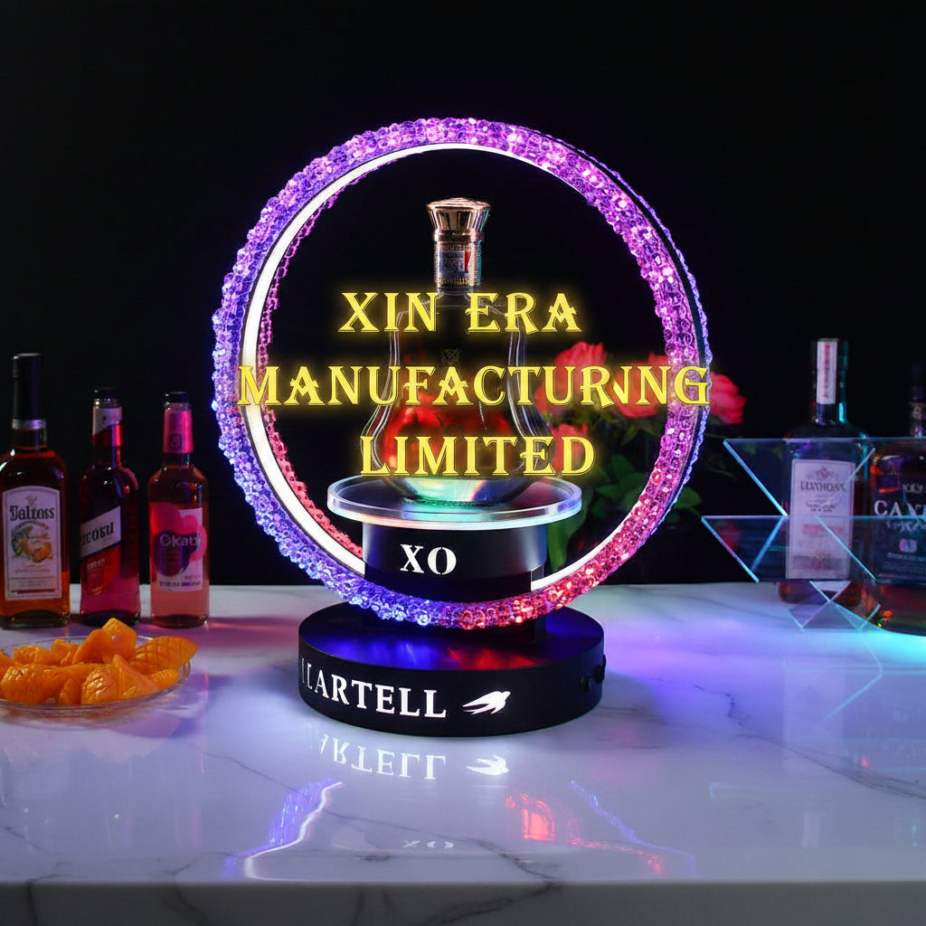 Xinera-Custom-Martell-Logo-LED-Single-Layer-Circular-Fruit-Bowl-Luminous-Champagne-Wine-Bottle-Presenter-Elite-Presentation-Display-Factory-Real-Shot