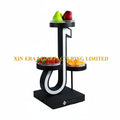 Custom TikTok-inspired LED fruit platter, 3-tier luminous dessert stand for nightclub VIP service, white background.