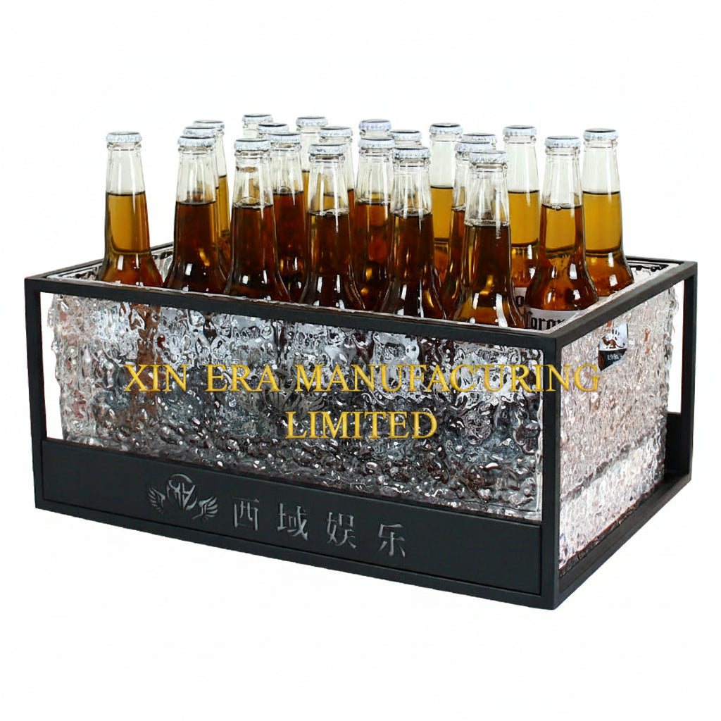 Xinera-Diamond-Textured-LED-Ice-Bucket-High-Capacity-VIP-Bottle-Cooler-Factory-Real-Shot