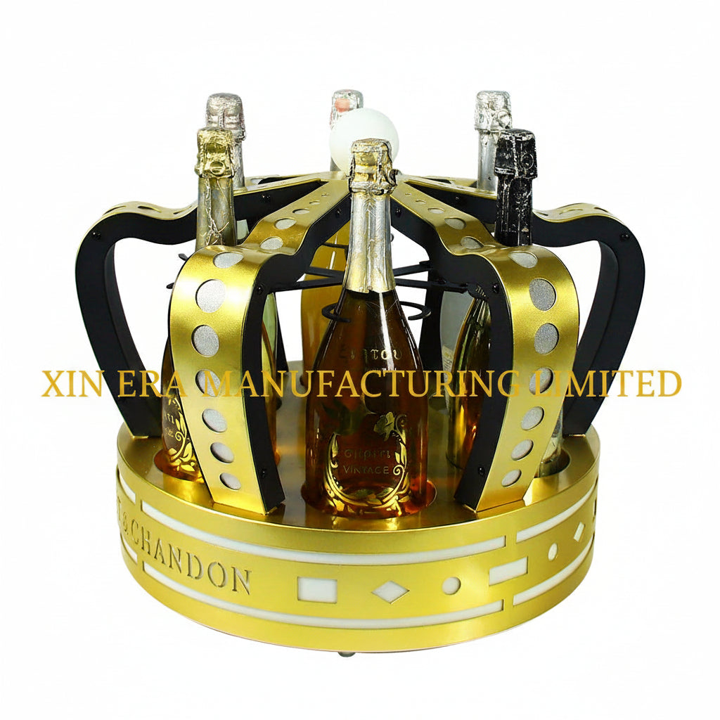 Luxury gold LED crown champagne bottle presenter display stand for nightclub VIP service