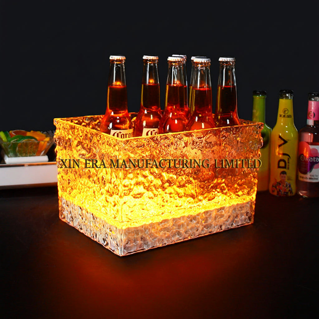 Xinera-028-Luxury-LED-Ice-Bucket-Square-Ice-Pattern-Glowing-Champagne-Beer-Tub-Warm-Golden-Light-Nightclub-VIP-Lounge-Factory-Real-Shot