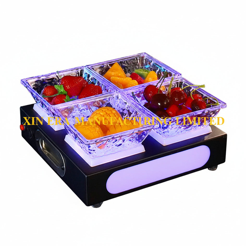 Xinera-Luxury-5-Bottle-LED-Champagne-Display-Stand-Shield-Style-Luminous-Wine-Glorifier-Rack-The-Moonlight-Zone-Logo-Factory-Real-Shot