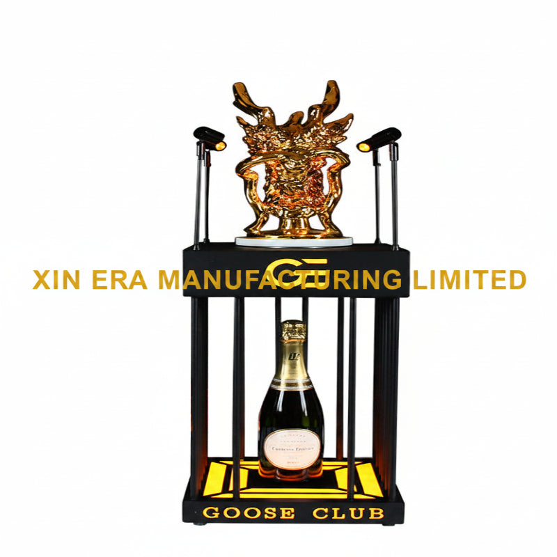 Custom LED Dragon Head champagne cage for GOOSE CLUB VIP bottle service.