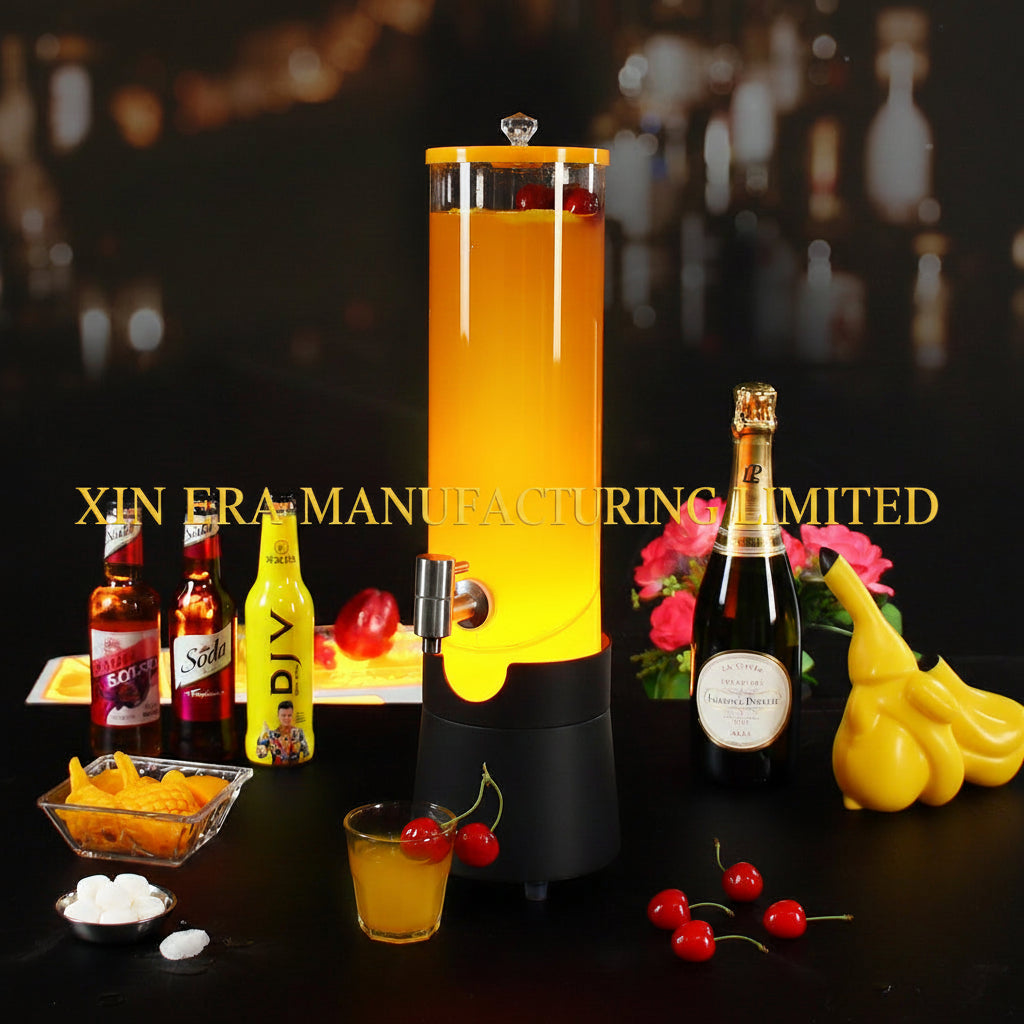 Xinera-Custom-Logo-LED-Juice-Dispenser-Stainless-Steel-Base-Luminous-Cocktail-Drink-Tower-with-Tap-Nightclub-VIP-Table-Service-Factory-Real-Shot