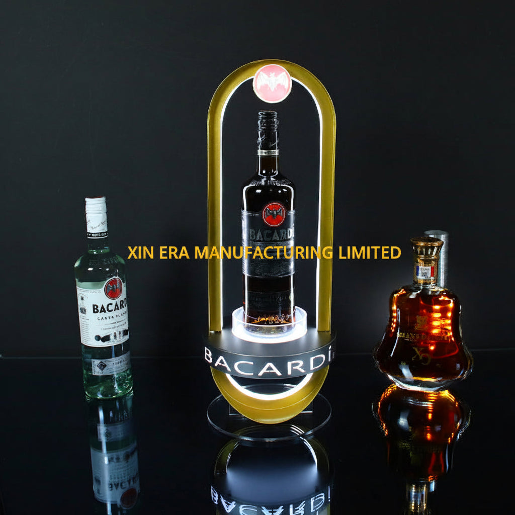Luminous capsule liquor display stand with bright white base LED light