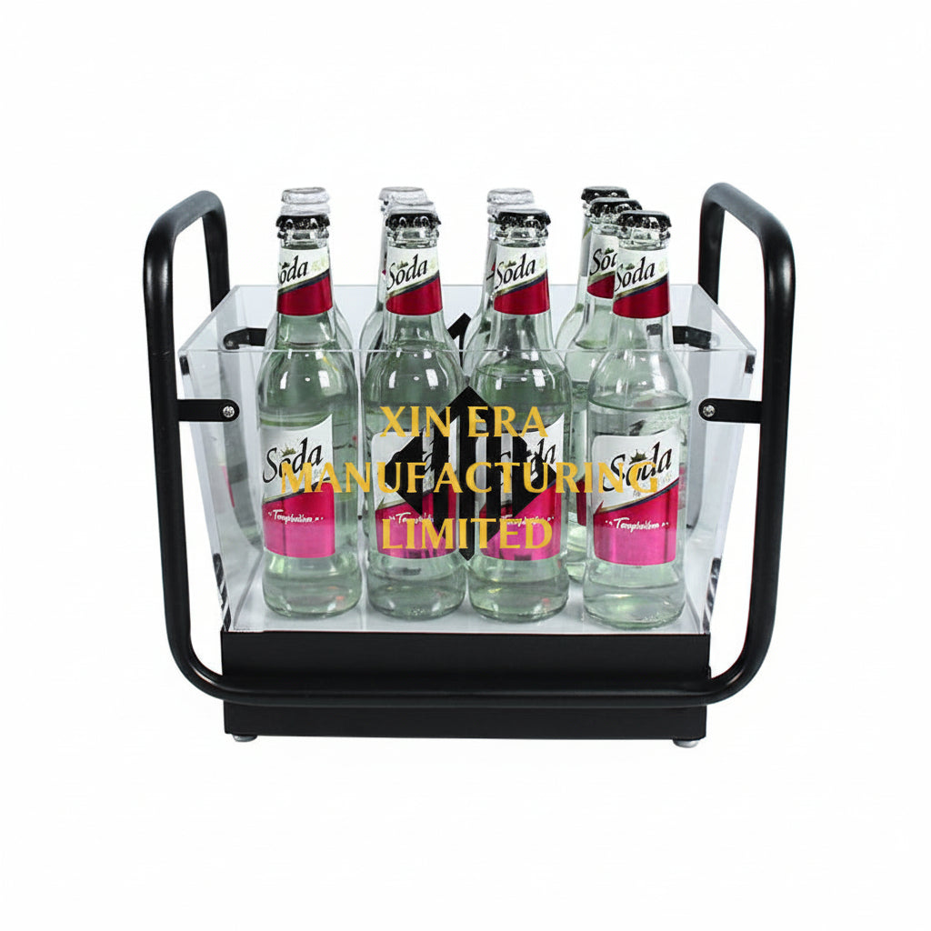 Xinera-Luxury-LED-Ice-Bucket-Metal-Frame-Glacier-Beer-Tray-Bar-Rectangle-Ice-Texture-Customizable-Light-Color-VIP-Table-Service-Factory-Real-Shot