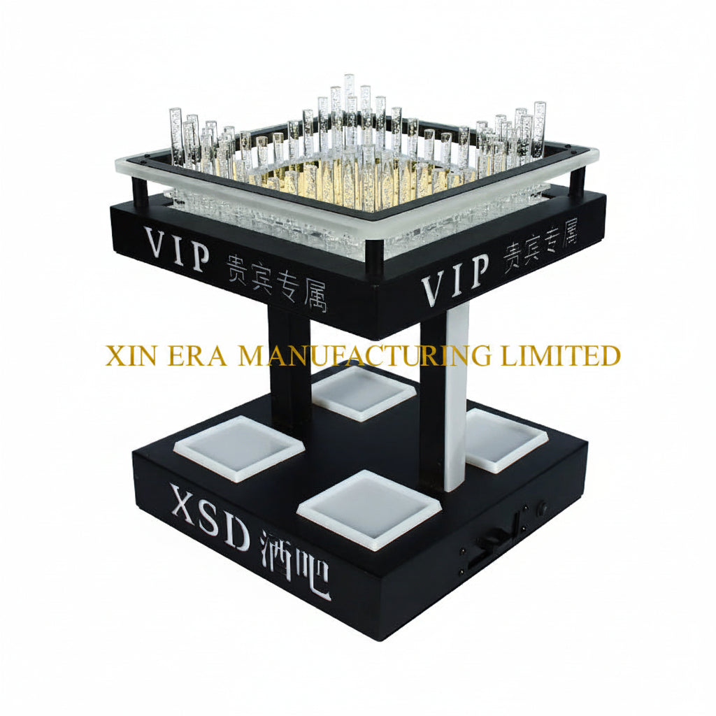 Xinera-Luxury-2-Tier-LED-Bottle-Glorifier-Fruit-Platter-Combo-Customizable-Light-Color-Backlit-VIP-Sign-Nightclub-VIP-Table-Service-Factory-Real-Shot