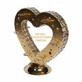 Luxury gold metal LED heart shaped shot glass holder with crystal border for bar service