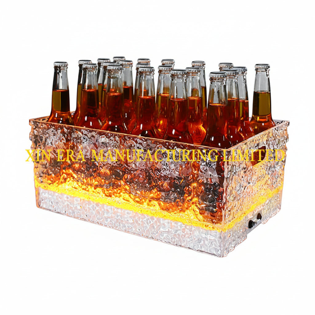 Xinera-028-Luxury-LED-Ice-Bucket-Square-Ice-Pattern-Glowing-Champagne-Beer-Tub-Warm-Golden-Light-Nightclub-VIP-Lounge-Factory-Real-Shot