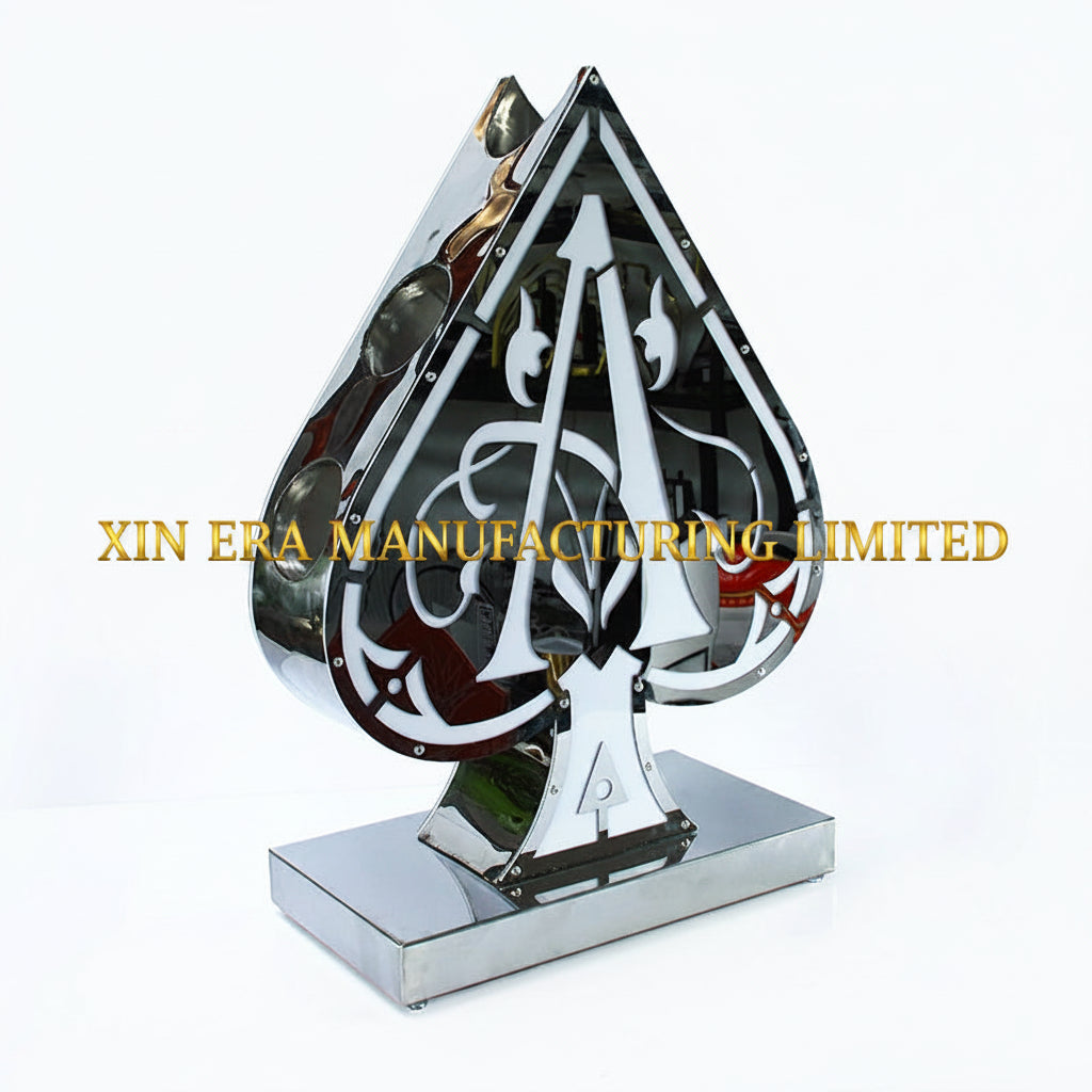 Xinera-LED-Ace-of-Spades-Bottle-Presenter-Nightclub-VIP-Champagne-Display-Rack-5-Bottle-Fan-Shaped-Cradle-Stainless-Steel-Base-Factory-Real-Shot