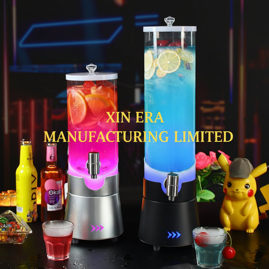 Xinera-Custom-Logo-LED-Juice-Dispenser-Stainless-Steel-Base-Luminous-Cocktail-Drink-Tower-with-Tap-Nightclub-VIP-Table-Service-Factory-Real-Shot