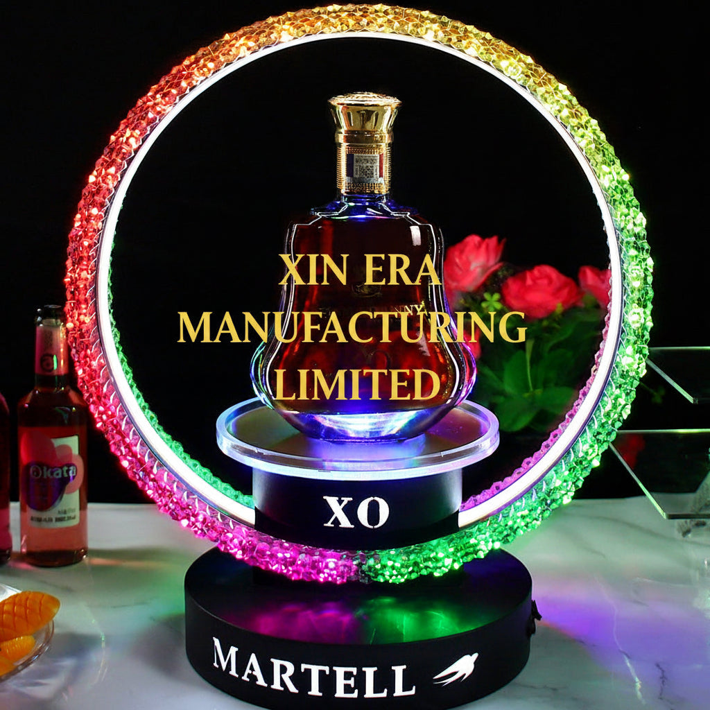 Xinera-Custom-Martell-Logo-LED-Single-Layer-Circular-Fruit-Bowl-Luminous-Champagne-Wine-Bottle-Presenter-Elite-Presentation-Display-Factory-Real-Shot