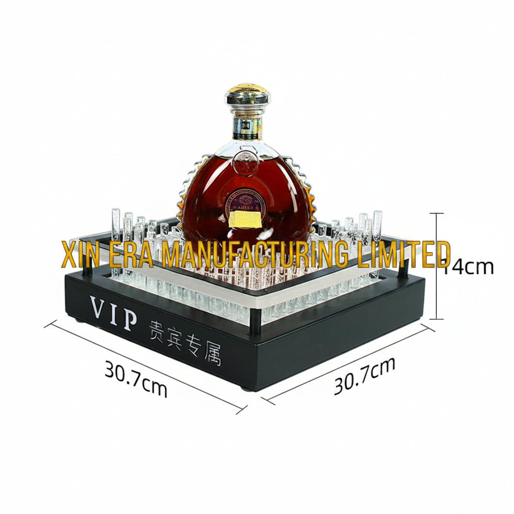 Xinera-Luxury-LED-Liquor-Bottle-Glorifier-VIP-Display-Base-Customizable-Light-Color-Crystal-Bubble-Rods-Nightclub-VIP-Table-Service-Factory-Real-Shot