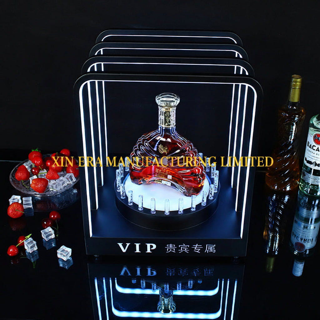 Commercial grade illuminated square cage bottle stand direct from source factory