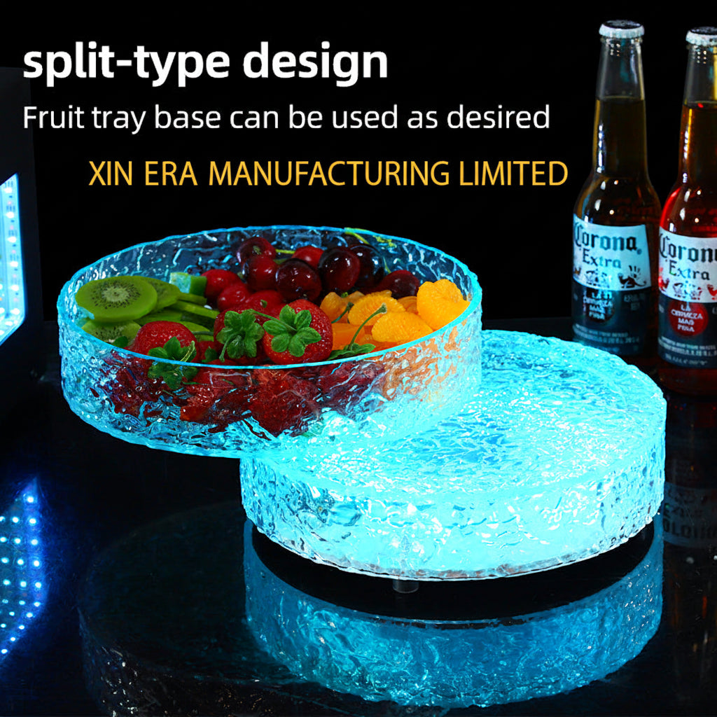 Xinera-Luxury-2-Tier-LED-Fruit-Platter-Bowl-Hammered-Glass-Texture-Luminous-Snack-Tray-Nightclub-VIP-Table-Service-Factory-Real-Shot