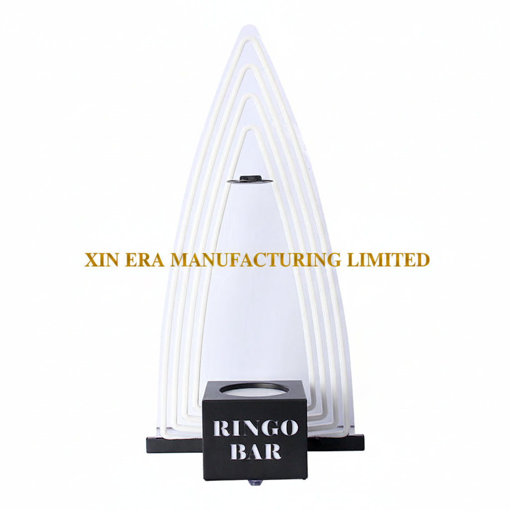 VIP LED single bottle glorifier with black base and clear 3-layer nested arch background frame